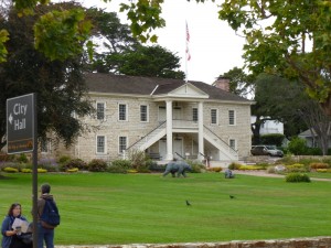 Colton Hall was/is the first non-adobe and Yankee-inspired structure built in Monterey - it dates from 1840's.